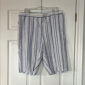 Women's Blue & White Striped Bermuda Shorts